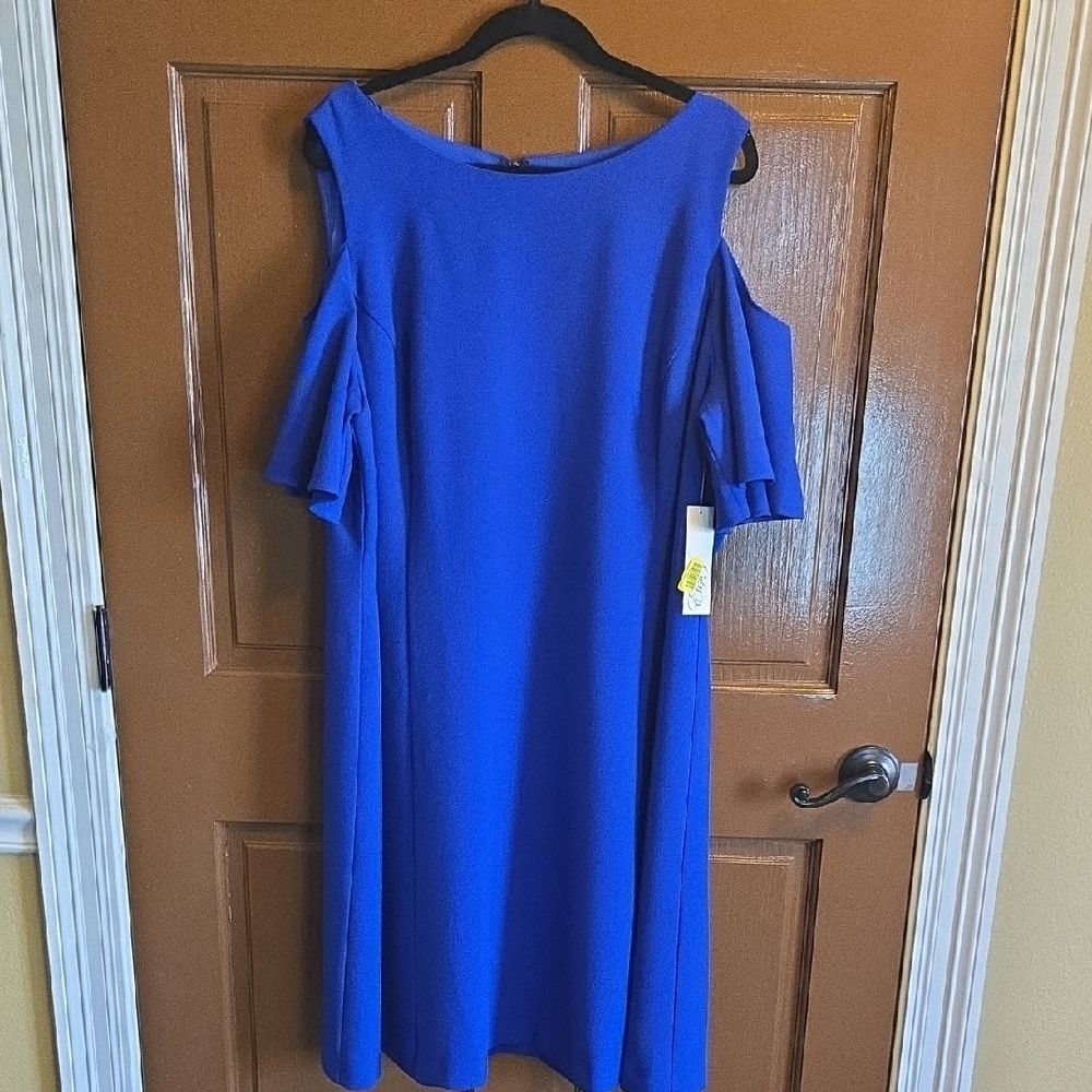 Eliza J-Royal blue swing dress with cold shoulder short bell sleeves Sz 20W NWT